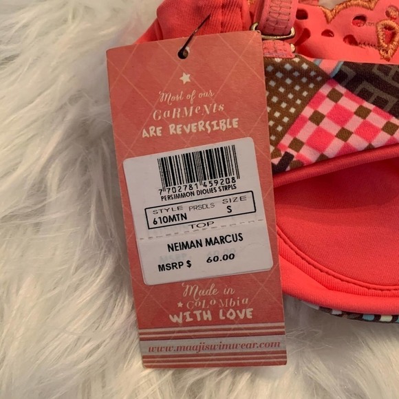 𝅺maaji Swimwear Orange Reversible Bikini Top Small - Picture 7 of 9